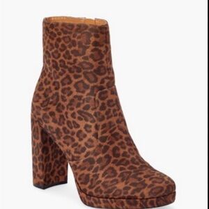 JustFab Brown Leopard Heeled Boots